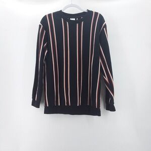 Zara men's Striped‎ Crewneck Sweater Large Black White Brown